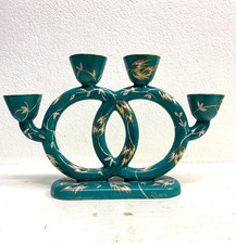 ANTICO CANDELABRO CERAMICA Lavenia DESIGN G. Andlovitz VERDE ORO 4 LUMI ART DECO