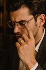 Anello Uomo Antico Vintage Placcato Oro Chevalier Con Iniziali Sigillo