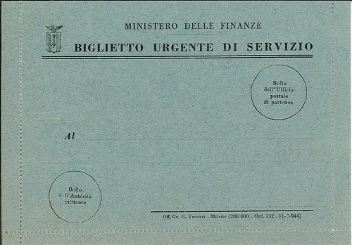 Biglietto urgente servizio - urgente, di