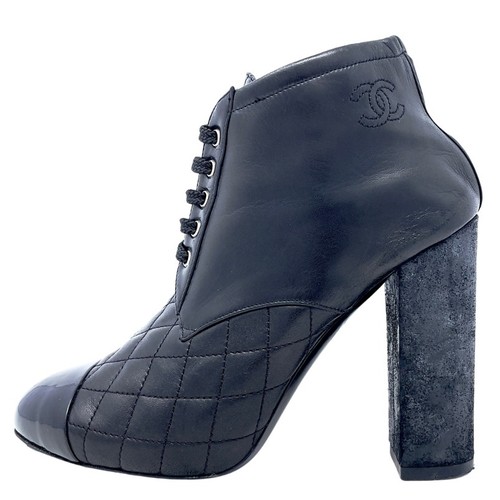 Scarpe chanel tacco nero pelle - tacco,