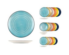 Servizio di Piatti da Tavola in Porcellana Caribe Color 18 Pezzi