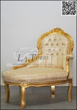 Panchetta Luigi XV panca dormeuse oro tessuto virginia divanetto Barocco AL3558