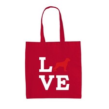 Borsa Tote In Tela Con Silhouette Di Rottweiler - Amore Per I Cani E I Cuccioli