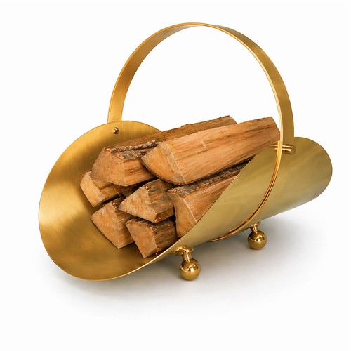 Cestino per legna ottone - per,