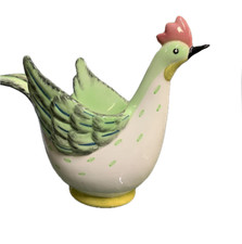 Lenci, Gallo porta fiori in ceramica bianca e policromie