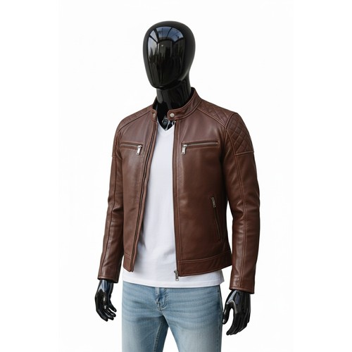 Giacca biker uomo vera pelle