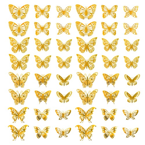 Rtrtgs adesivo farfalla oro - farfalla, 3d
