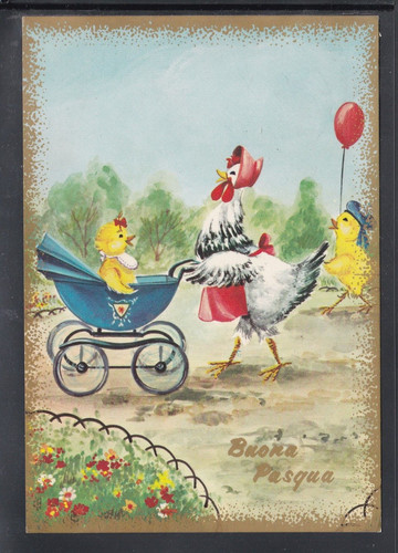 Cartolina buone pasqua gallina - cartolina,