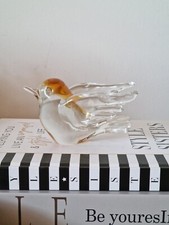 Statuina uccellino ambra vetro