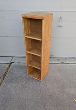 Scaffale armadio giostra pavimento torre porta CD girevole legno rovere vintage J26