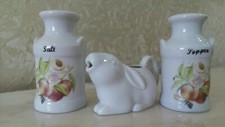 Porta Sale e pepe bricco coniglietto olio aceto ceramica vintage set menage kit