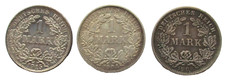 German Empire Silver Lot 3 X 1