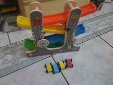 Pista in Legno per Macchinine con 4 Auto da Corsa 4 Rampa Giocattolo Bambini