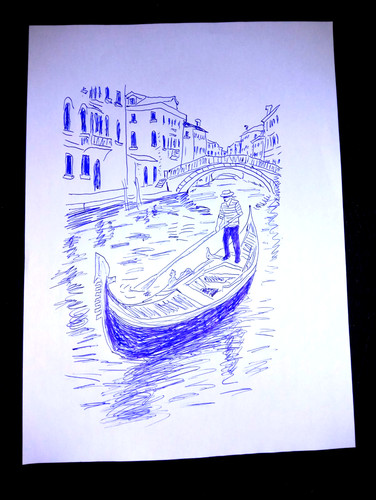 Disegno venezia gondola - di, in
