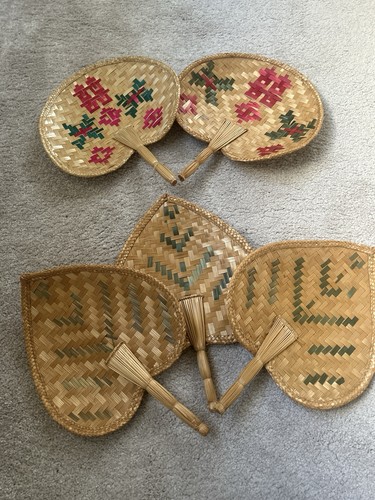 Vintage woven straw palm - x,