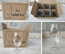 Scatola 6 Calici Bicchieri Di Vetro Birra Spagnola San Miguel 0,2 L mai usati