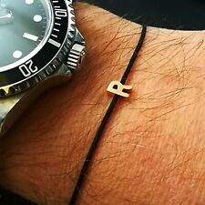 Bracciale con iniziale Uomo personalizzato in Oro rosa 18kt, cordino regolabile