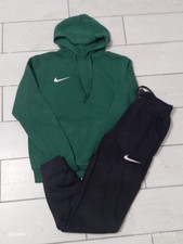 Tuta Nike Con Cappuccio Completa Felpata Maglia Verde /Pantalone Nero Taglia XXL