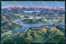Svizzera Ticino Monte Generoso Lago di Lugano Mappa cartolina RB9237