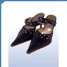 Vizi&Follie Donna Scarpe Sabot Nero Pelle Made Italy Taglia 39 Tacco 10 Vintage