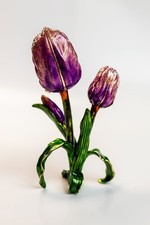 Keren Copal tulipani e pietre preziose, portagioie decorato con cristalli austriaci.