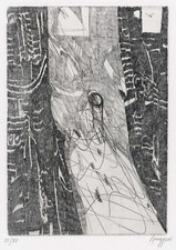 RUGGERI PIERO " COMPOSIZIONE " 1975  ACQUAFORTE -  GRAFICA - INCISIONE