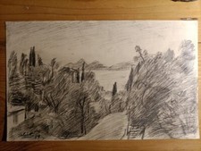 ALBERTO SALIETTI disegno del 1959 "presso Rapallo grafite su carta Arte Moderna