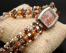 OROLOGIO GIOIELLO  CON CRISTALLI SWAROVSKI - ORO E MARRONE