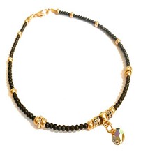 Collana da donna nera oro catenina con ciondolo swarovski lunga 50 cm girocollo