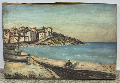 Olio tela firmato ecole - su,