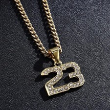 Collana Medaglione Ciondolo Jordan 23 Catenina Con Brillantini