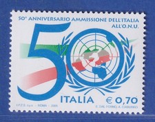 Italia 2005 Ammissione dell'Italia alle Nazioni Unite ONU Michel n. 3068 ** 