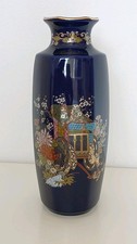 Vaso vintage Originale Kutani giapponese Ceramica blu cobalto