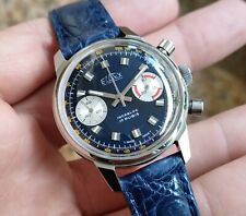 Orologio Cronografo Eldex Anni 70 Cassa In Acciaio Valjoux 7733  Blue Dial 