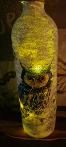 Lampada bottiglia decoupage