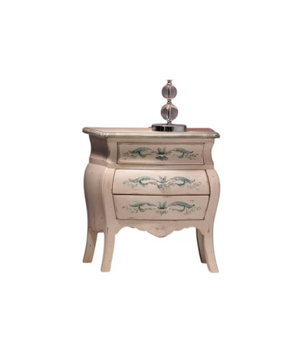 Comodino bombato shabby legno - bombato,