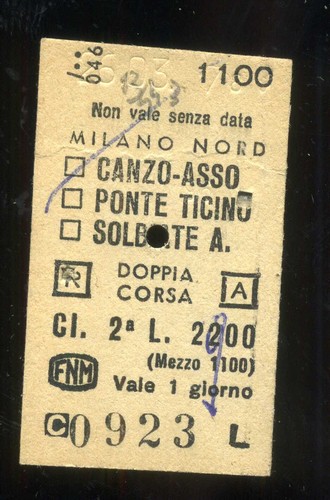 Biglietto treno ferrovia - biglietto, nord