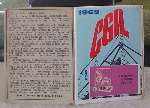 Tessera l 1969 - tessera, c.g.i.l.