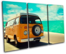 Camper Van Hippy Peace Beatle VW Retro Vintage Canvas Art Picture Print Photo