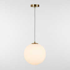 Lampada a Sospensione Sfera Ø25cm Vetro Opaco E27 Altezza Regolabile Oro