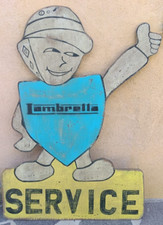 TABELLA insegna targa LAMBRETTA SERVICE in legno d'epoca officina