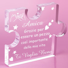 Regalo Amica, Regalo Amica Compleanno, Puzzle a Blocchi in Acrilico Inciso, Rega
