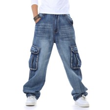 Jeans hip-hop da uomo jeans pantaloni cargo larghi larghi skateboard tasca casual