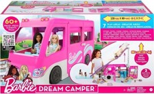 Barbie-Camper dei Sogni Playset con Veicolo, con Ruote, Piscina, Scivolo, 7 Aree