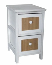 Mobiletto 2 Cassetti Comodino Cassettiera Shabby Country Legno CM 26x32x45 2rm