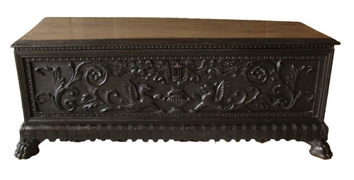Cassapanca scolpita legno - cassapanca,