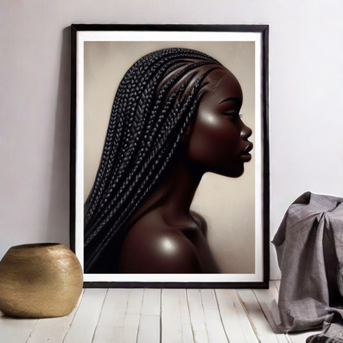 Donna nera trecce pittura - nera,, trecce,