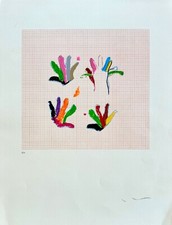 MARIO SCHIFANO 63x48 serigrafia su carta " Impronte" anni '90 introvabile