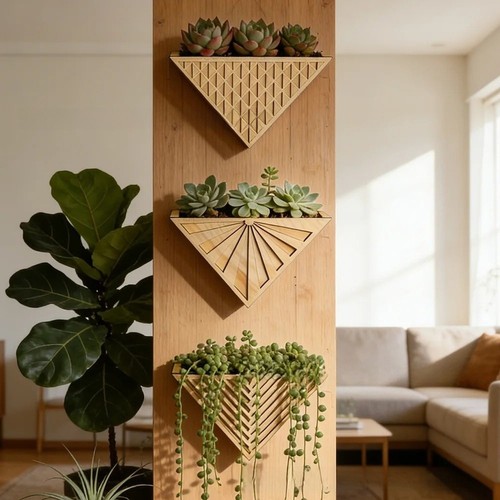 Portafiori legno linee - legno,