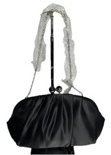 Borsa da sera in tessuto nero - Nuova con etichetta - Tessuto seta - Fb. nero